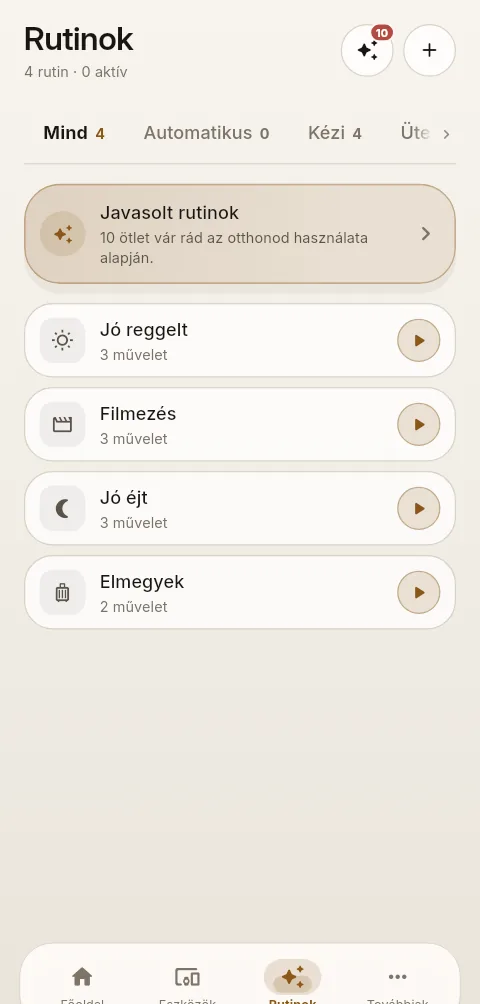 Rutinok az AURA alkalmazásban